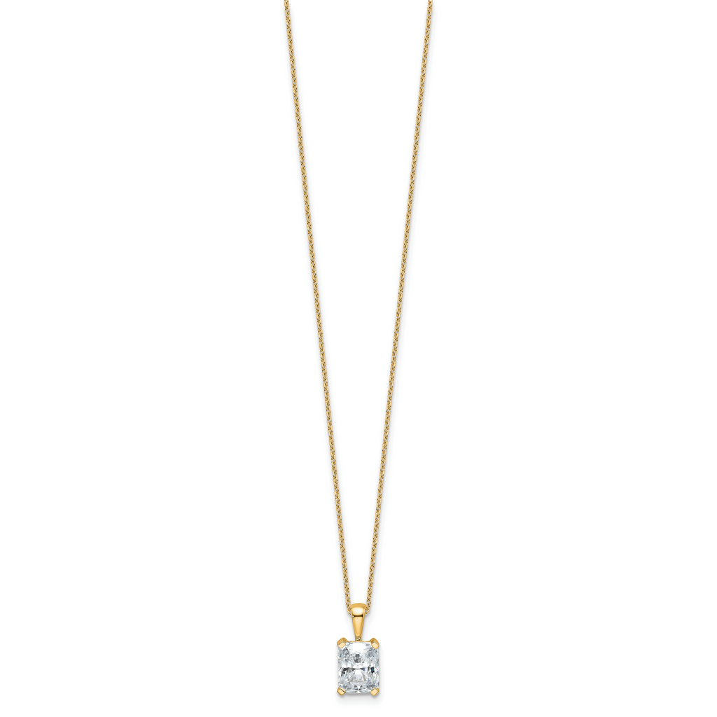 14k 2 carat Lab Grown Diamond VS/SI+ G+ Radiant Complete 18 inch Four Prong Pendant Necklace