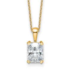 14k 2 carat Certified Lab Grown Diamond VS+ F+ Radiant Complete 18 inch Four Prong Pendant Necklace