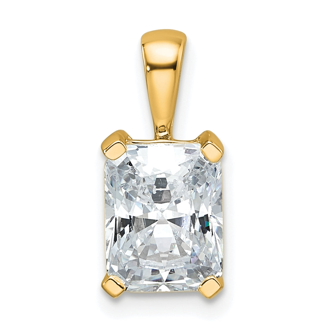 14k 2 carat Lab Grown Diamond VS/SI+ G+ Radiant Complete Four Prong Pendant Main image