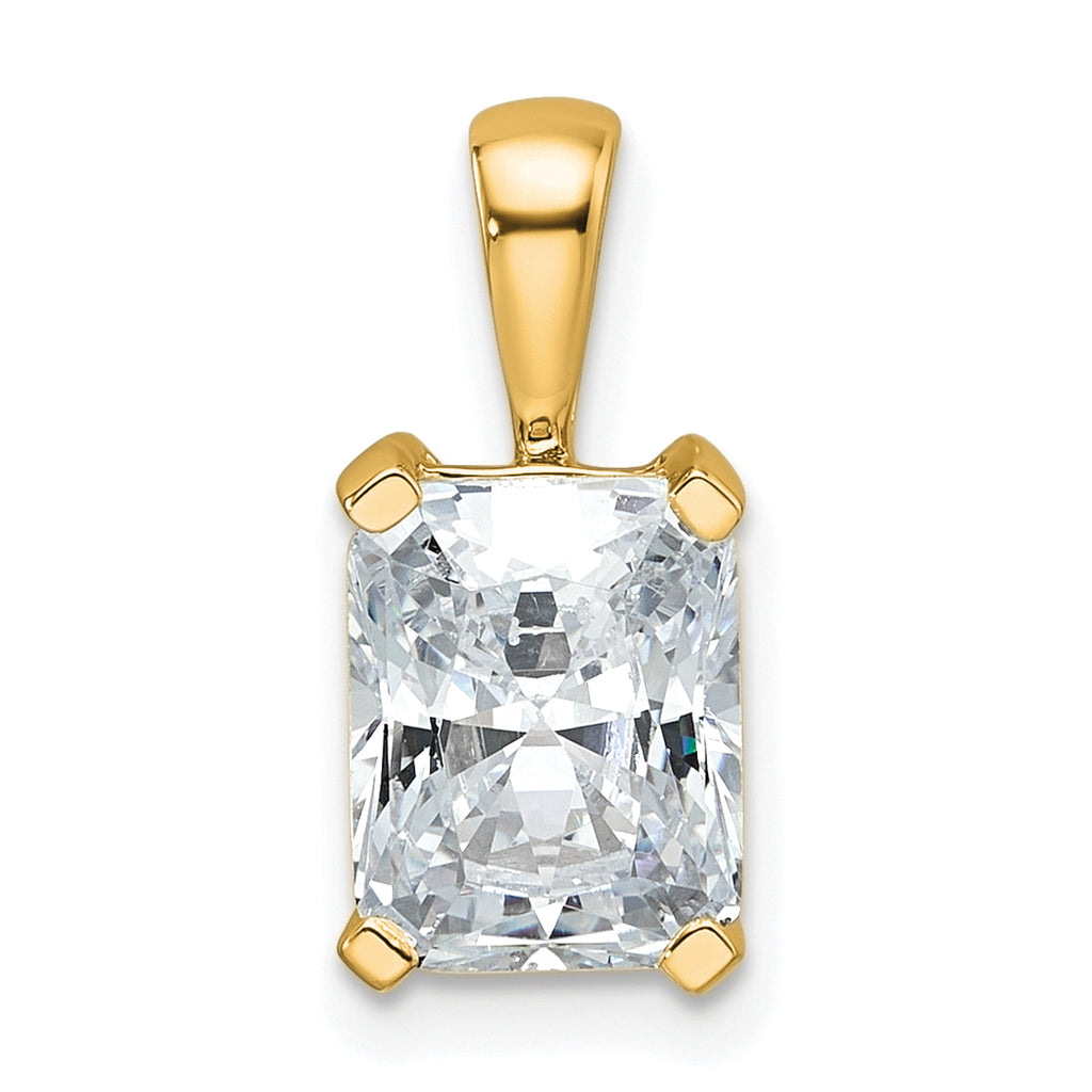 14k 2 carat Lab Grown Diamond VS/SI+ G+ Radiant Complete Four Prong Pendant
