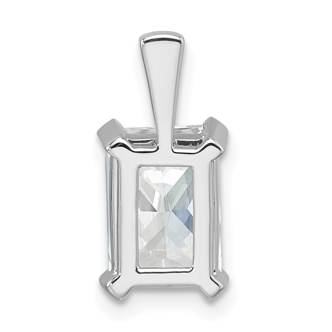14k White Gold 2 1/2 carat Lab Grown Diamond VS+ F+ Radiant Complete Four Prong Pendant