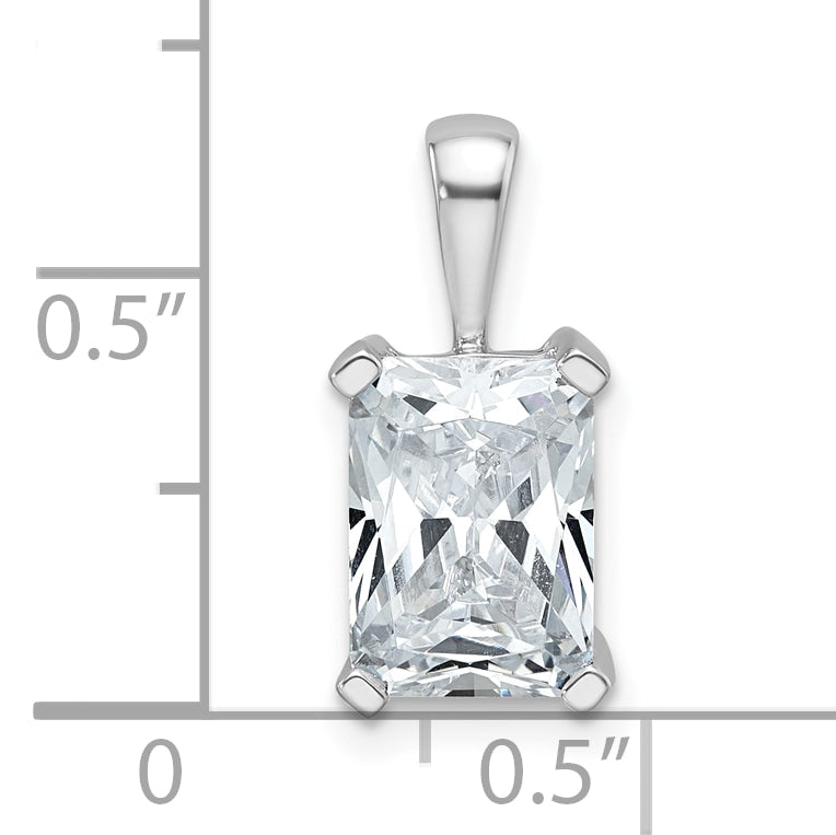 14k White Gold 2 1/2 carat Lab Grown Diamond VS/SI+ G+ Radiant Complete Four Prong Pendant