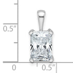 14k White Gold 2 1/2 carat Lab Grown Diamond VS/SI+ G+ Radiant Complete Four Prong Pendant