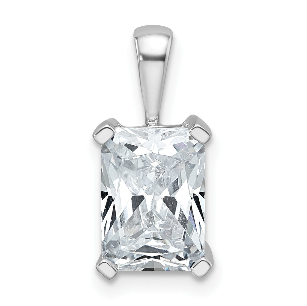 14k White Gold 2 1/2 carat Certified Lab Grown Diamond VS/SI+ G+ Radiant Complete Four Prong Pendant