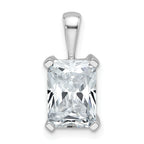 14k White Gold 2 1/2 carat Certified Lab Grown Diamond VS/SI+ G+ Radiant Complete Four Prong Pendant
