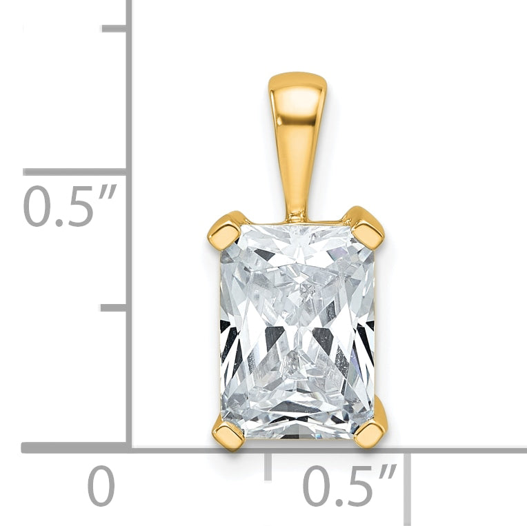 14k 2 1/2 carat Lab Grown Diamond VS/SI+ G+ Radiant Complete Four Prong Pendant