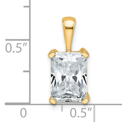 14k 2 1/2 carat Lab Grown Diamond VS/SI+ G+ Radiant Complete Four Prong Pendant