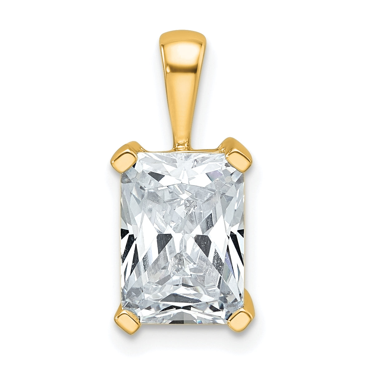 14k 2 1/2 carat Certified Lab Grown Diamond VS/SI+ G+ Radiant Complete Four Prong Pendant