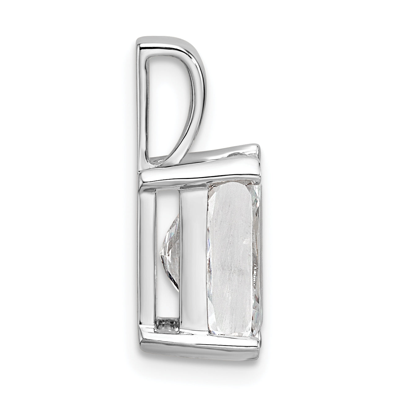 14k White Gold 3 carat Lab Grown Diamond VS+ F+ Radiant Complete Four Prong Pendant