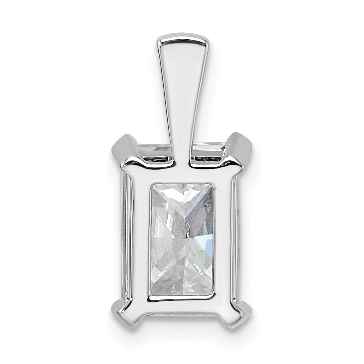 14k White Gold 3 carat Lab Grown Diamond VS/SI+ G+ Radiant Complete Four Prong Pendant