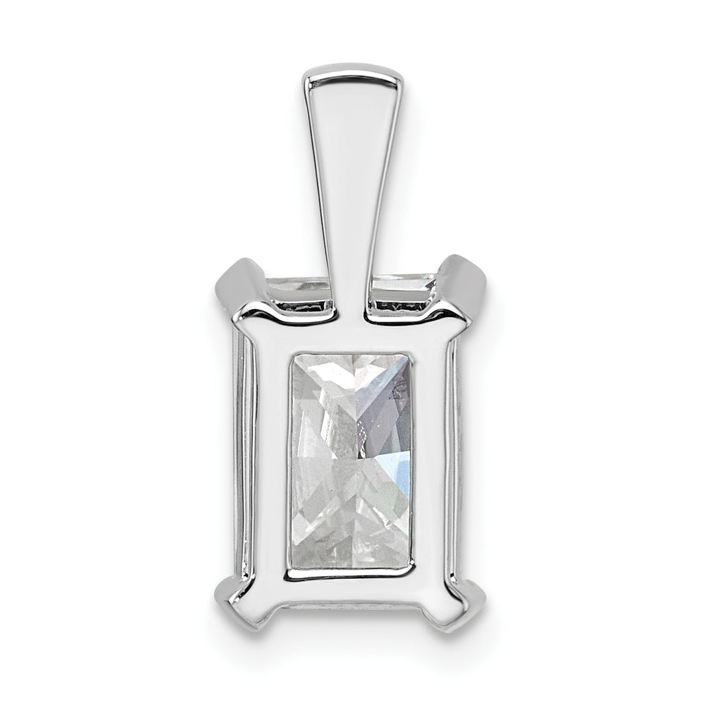 14k White Gold 3 carat Lab Grown Diamond VS+ F+ Radiant Complete Four Prong Pendant