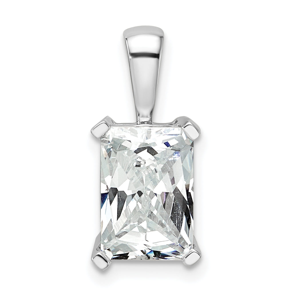 14k White Gold 3 carat Certified Lab Grown Diamond VS+ F+ Radiant Complete Four Prong Pendant