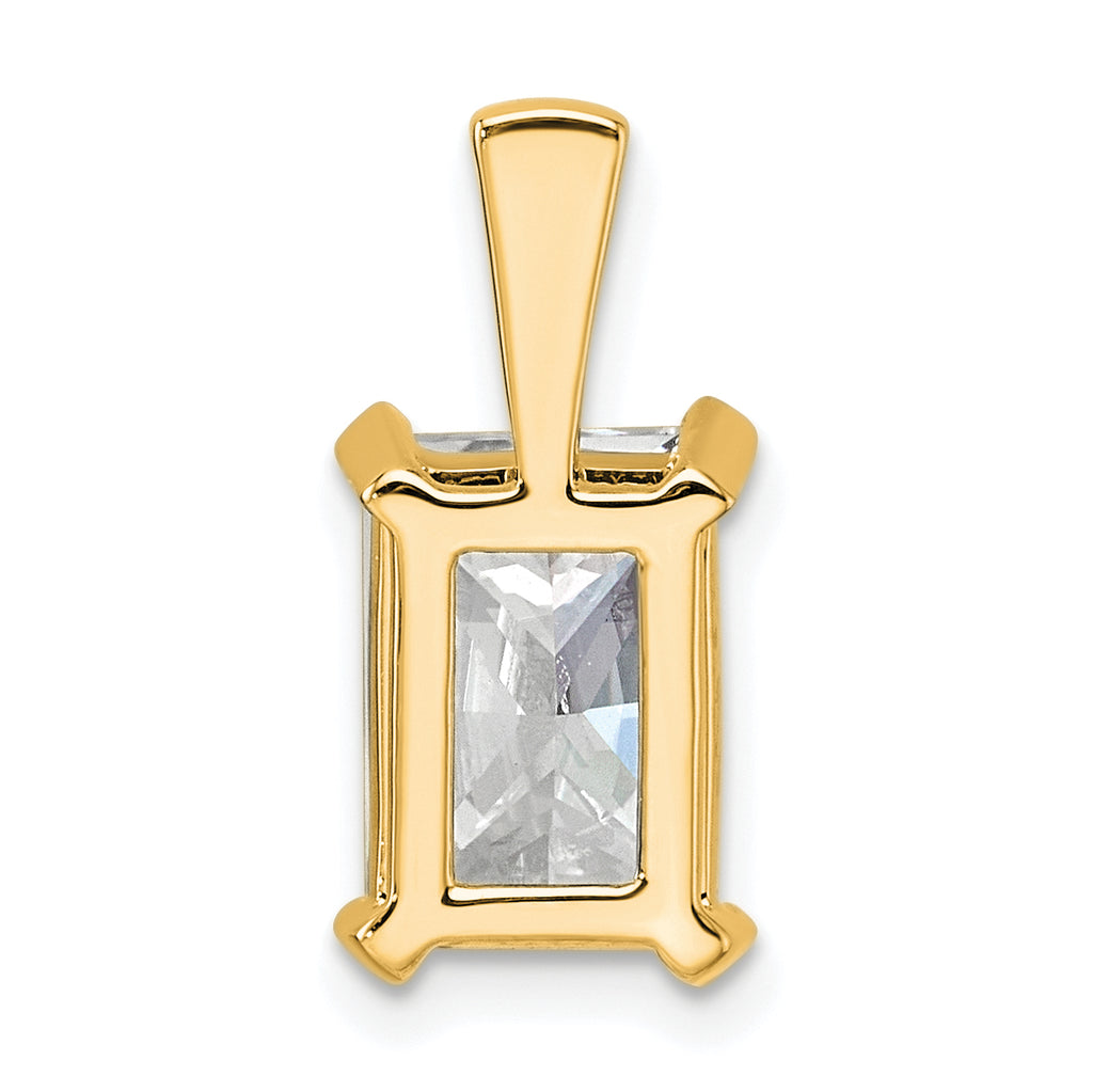 14k 3 carat Lab Grown Diamond VS+ F+ Radiant Complete Four Prong Pendant