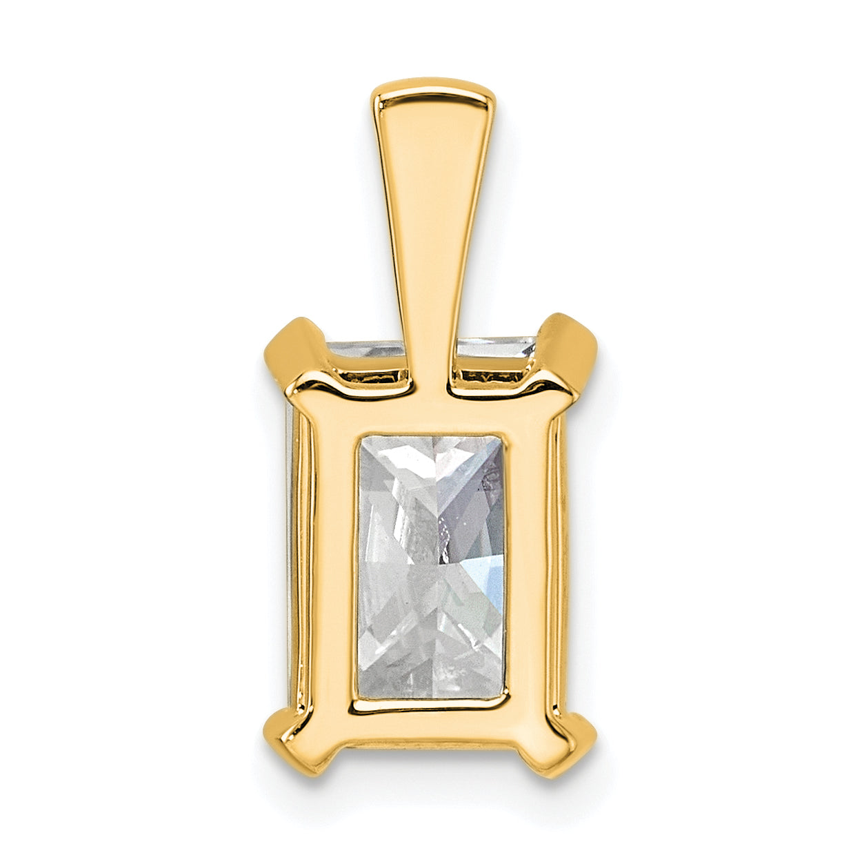 14k 3 carat Lab Grown Diamond VS+ F+ Radiant Complete Four Prong Pendant
