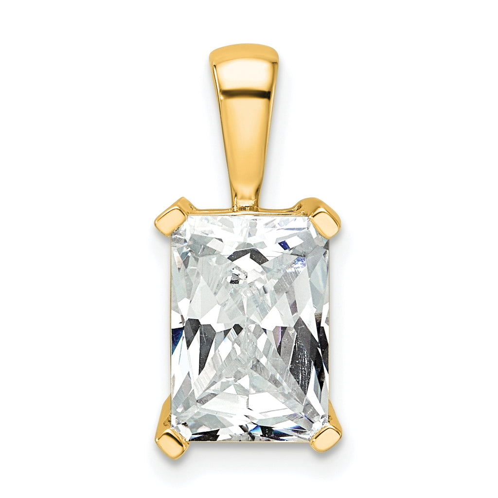 14k 3 carat Lab Grown Diamond VS+ F+ Radiant Complete Four Prong Pendant