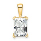 14k 3 carat Lab Grown Diamond VS+ F+ Radiant Complete Four Prong Pendant