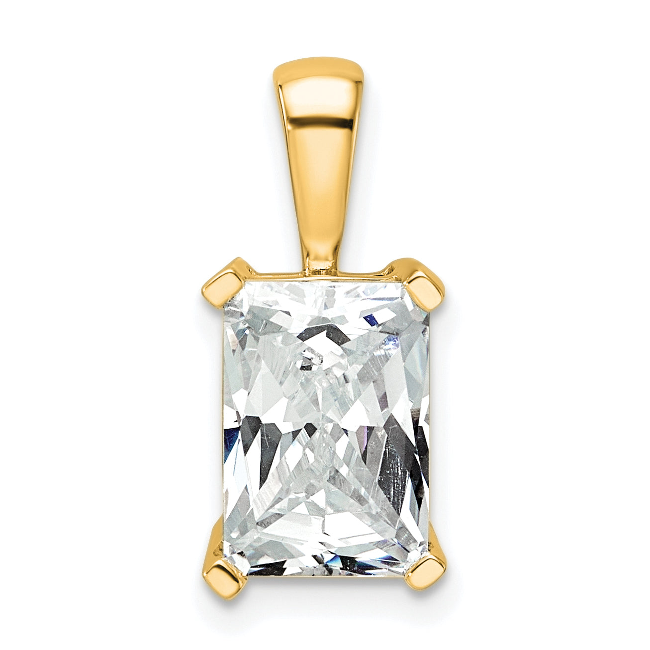 14k 3 carat Lab Grown Diamond VS+ F+ Radiant Complete Four Prong Pendant