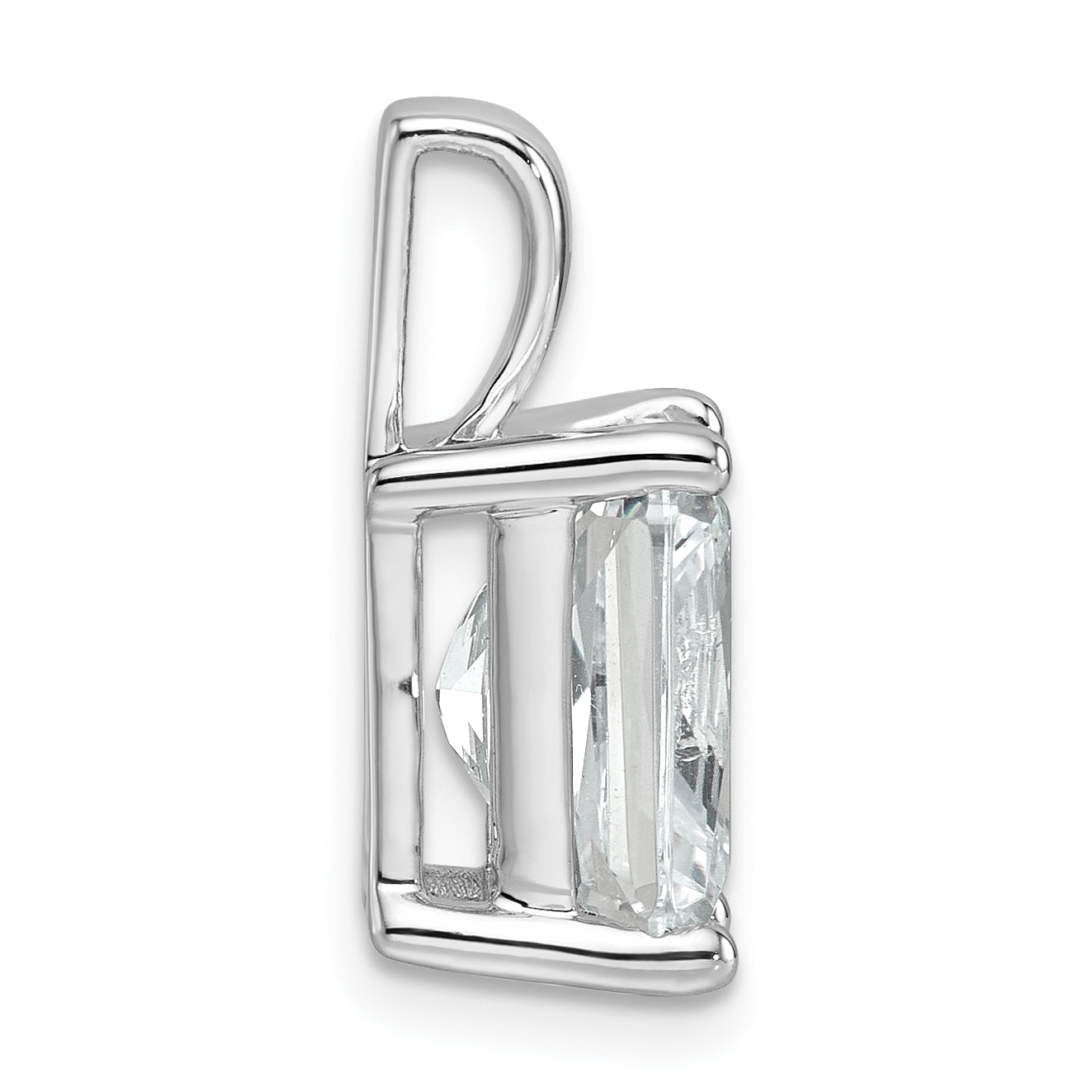 14k White Gold 4 carat Lab Grown Diamond VS+ F+ Radiant Complete Four Prong Pendant