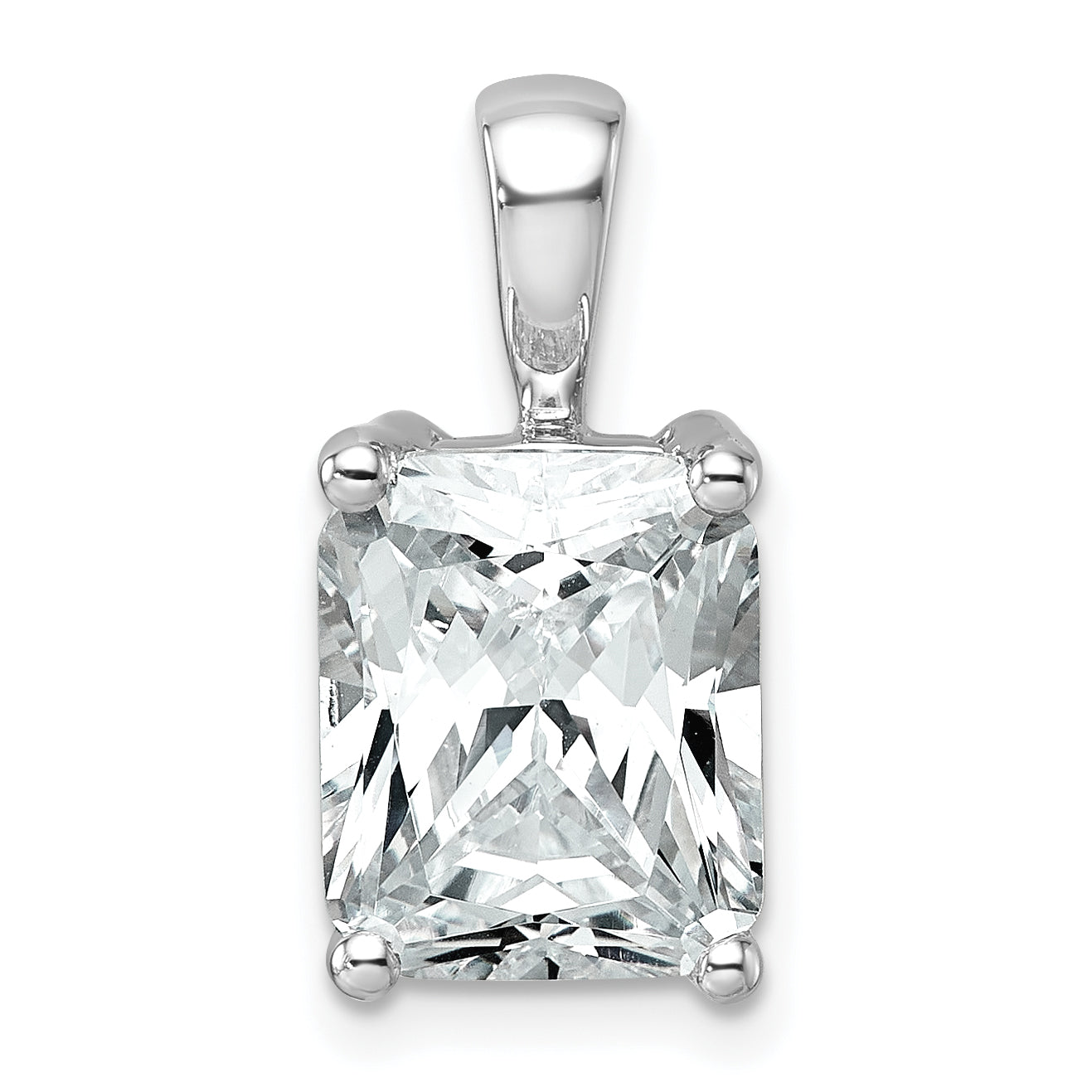 14k White Gold 4 carat Certified Lab Grown Diamond VS/SI+ G+ Radiant Complete Four Prong Pendant