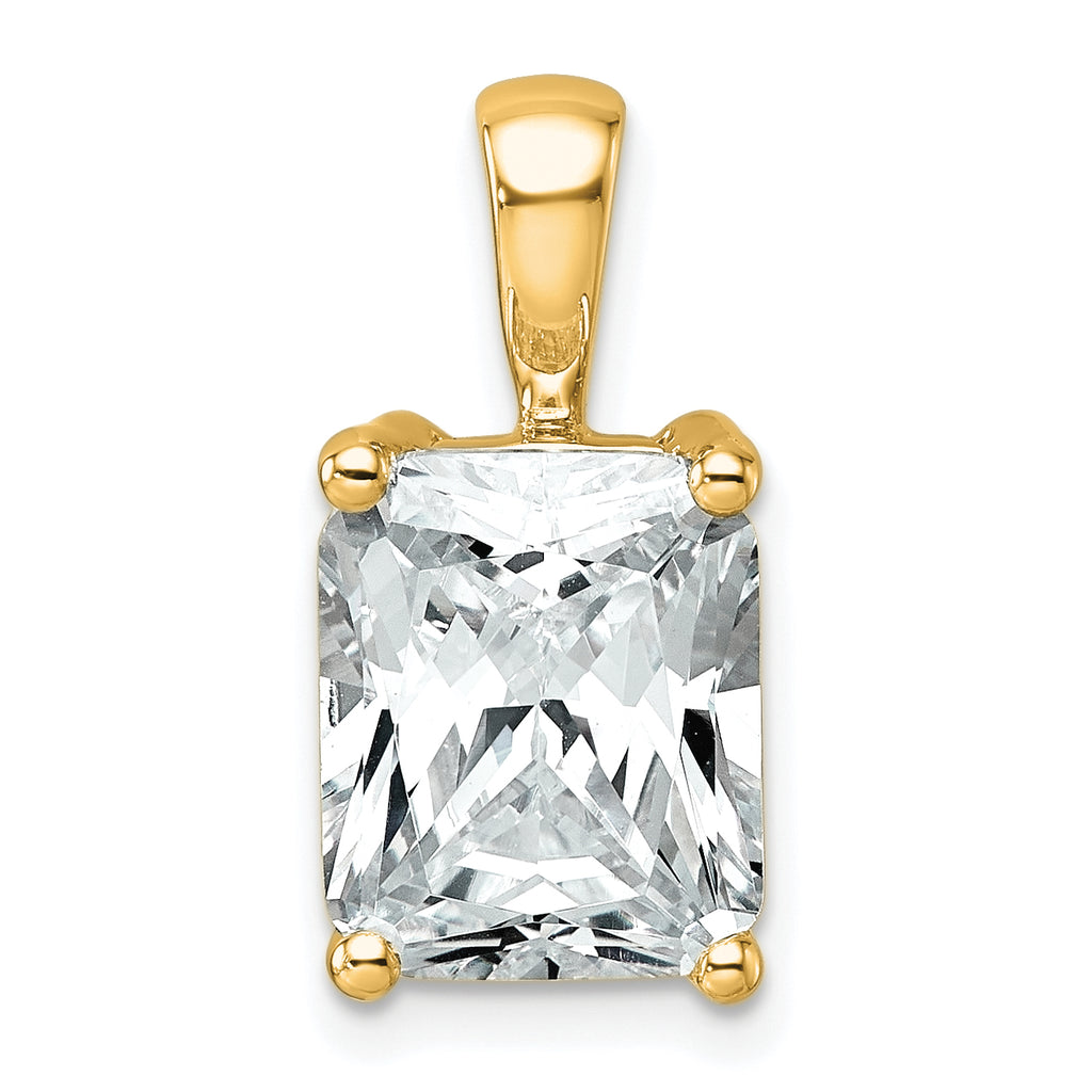 14k 4 carat Lab Grown Diamond VS/SI+ G+ Radiant Complete Four Prong Pendant
