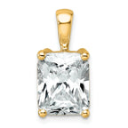 14k 4 carat Lab Grown Diamond VS/SI+ G+ Radiant Complete Four Prong Pendant