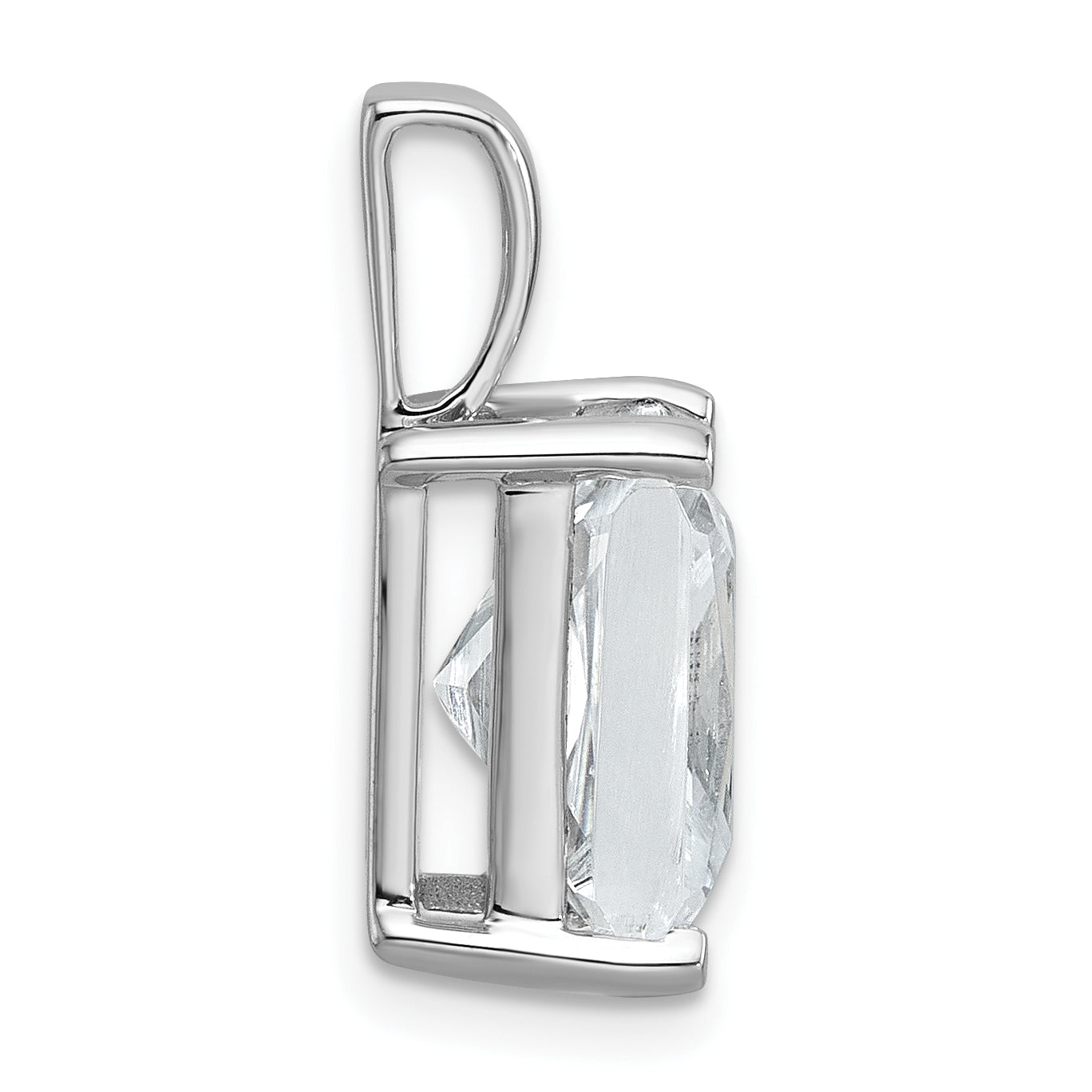 14k White Gold 5 carat Lab Grown Diamond VS/SI+ G+ Radiant Complete Four Prong Pendant