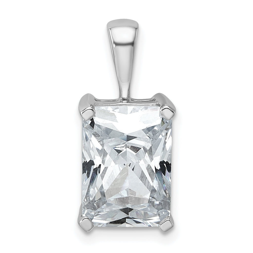 14k White Gold 5 carat Certified Lab Grown Diamond VS/SI+ G+ Radiant Complete Four Prong Pendant
