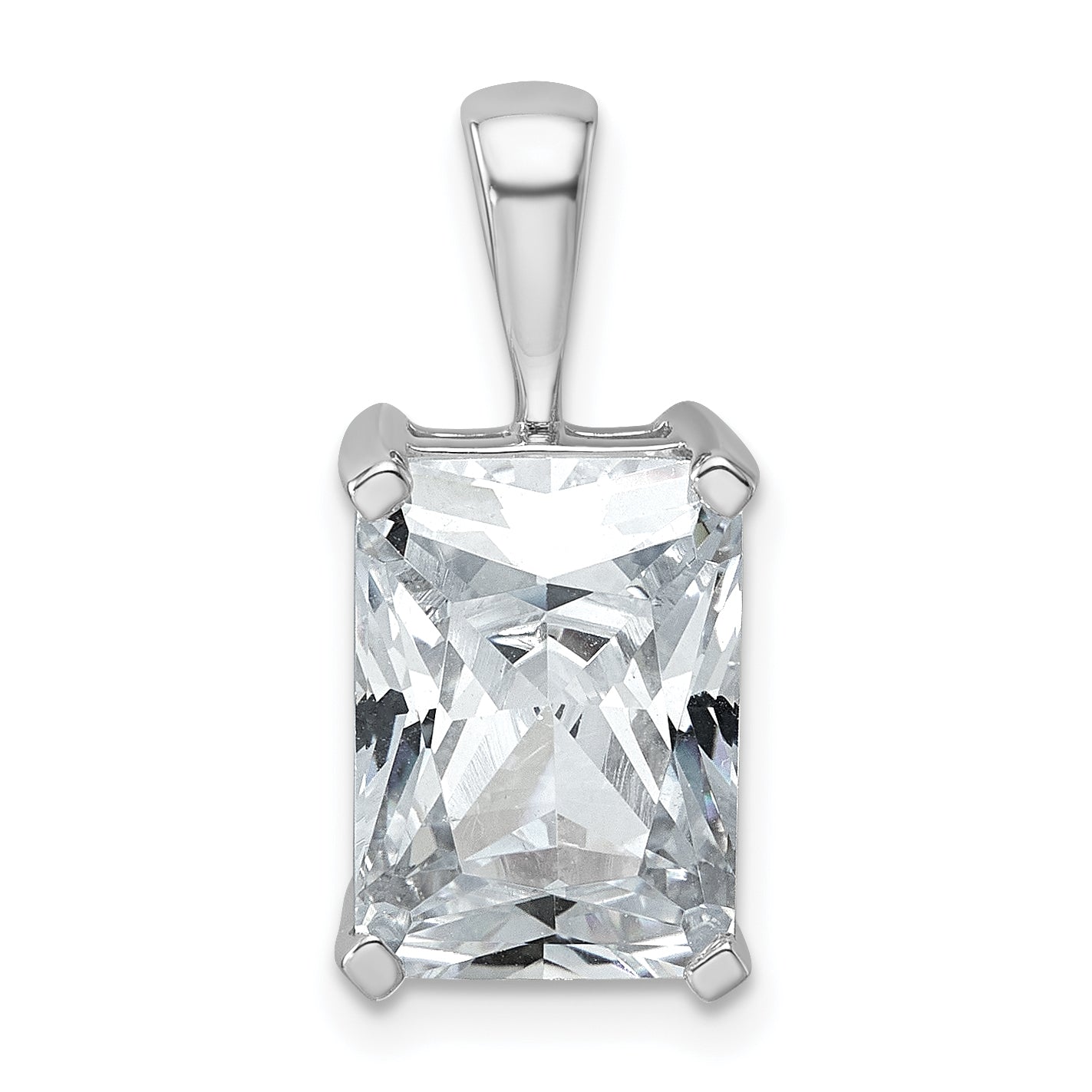 14k White Gold 5 carat Certified Lab Grown Diamond VS/SI+ G+ Radiant Complete Four Prong Pendant