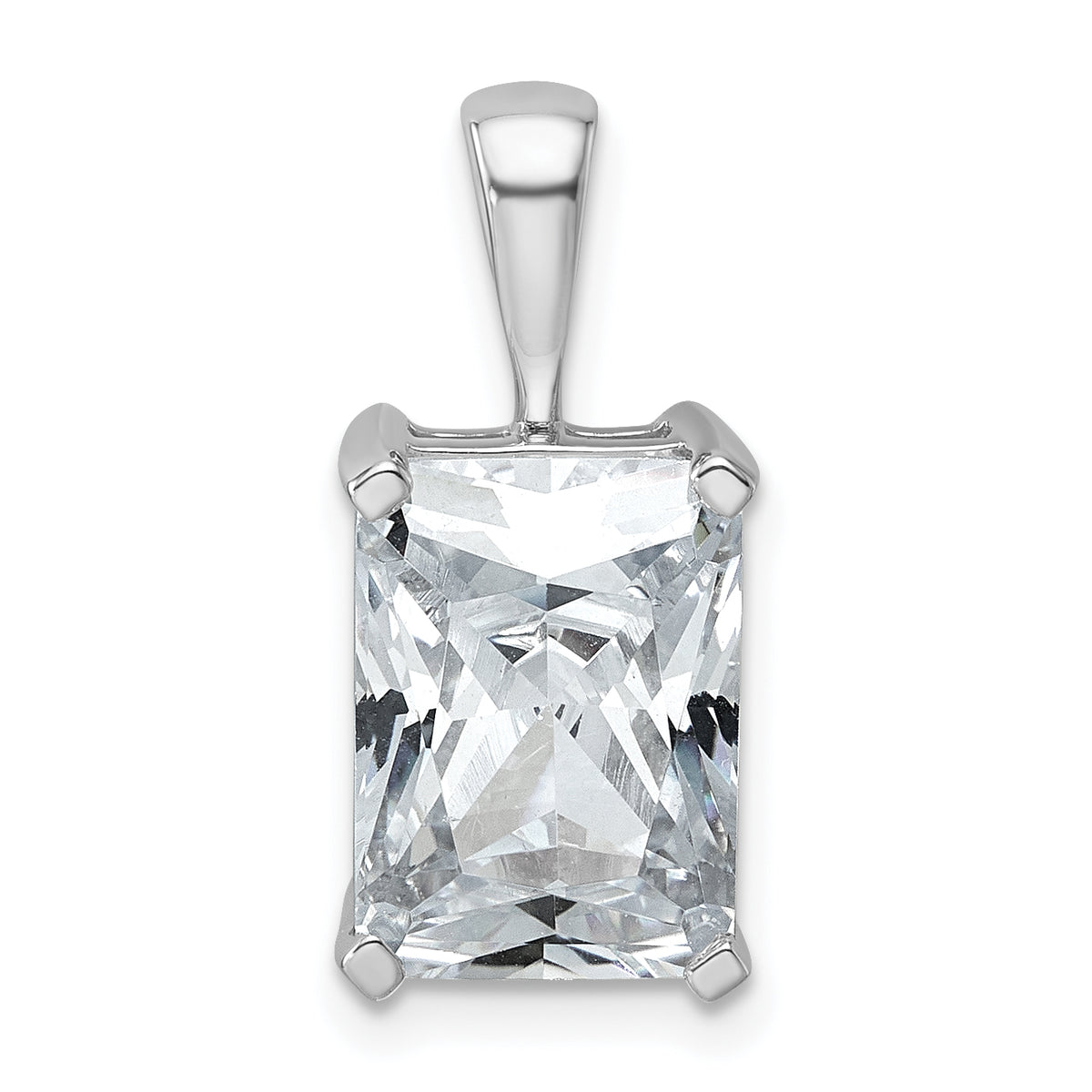 14k White Gold 5 carat Certified Lab Grown Diamond VS+ F+ Radiant Complete Four Prong Pendant