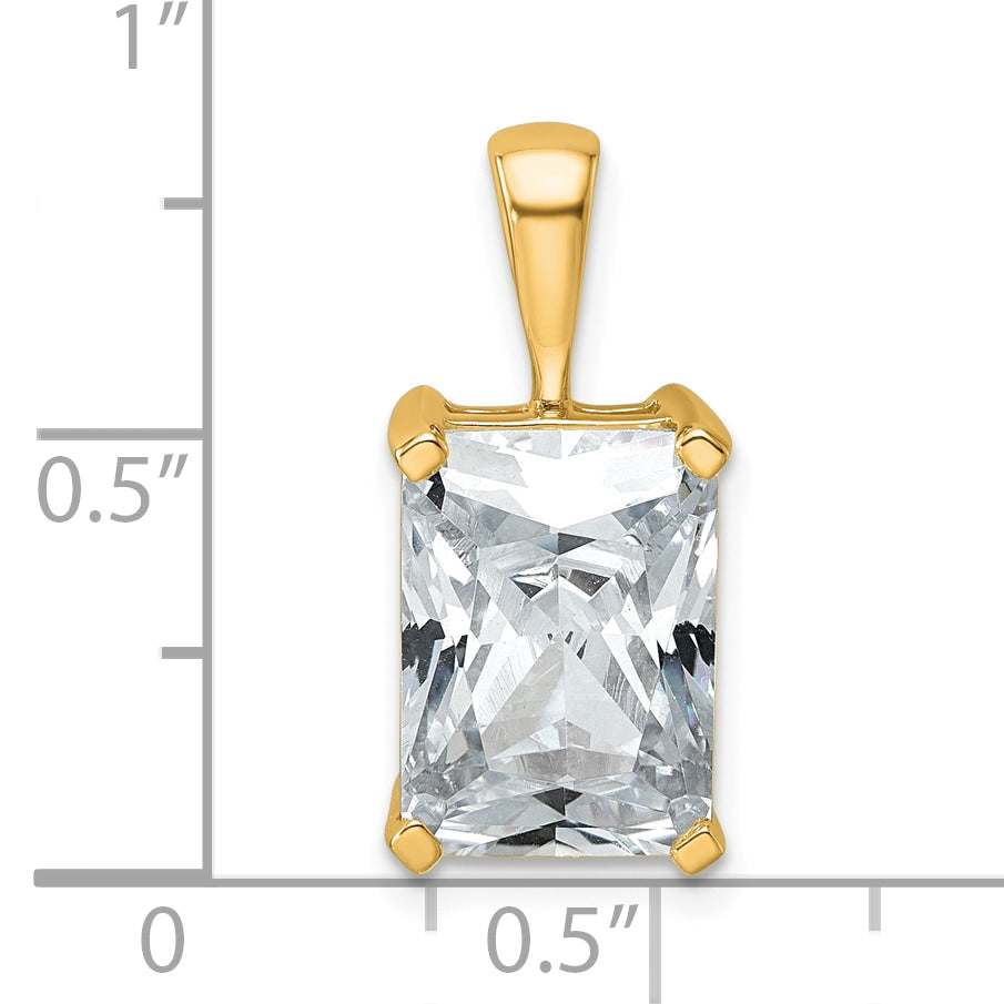 14k 5 carat Certified Lab Grown Diamond VS/SI+ G+ Radiant Complete Four Prong Pendant