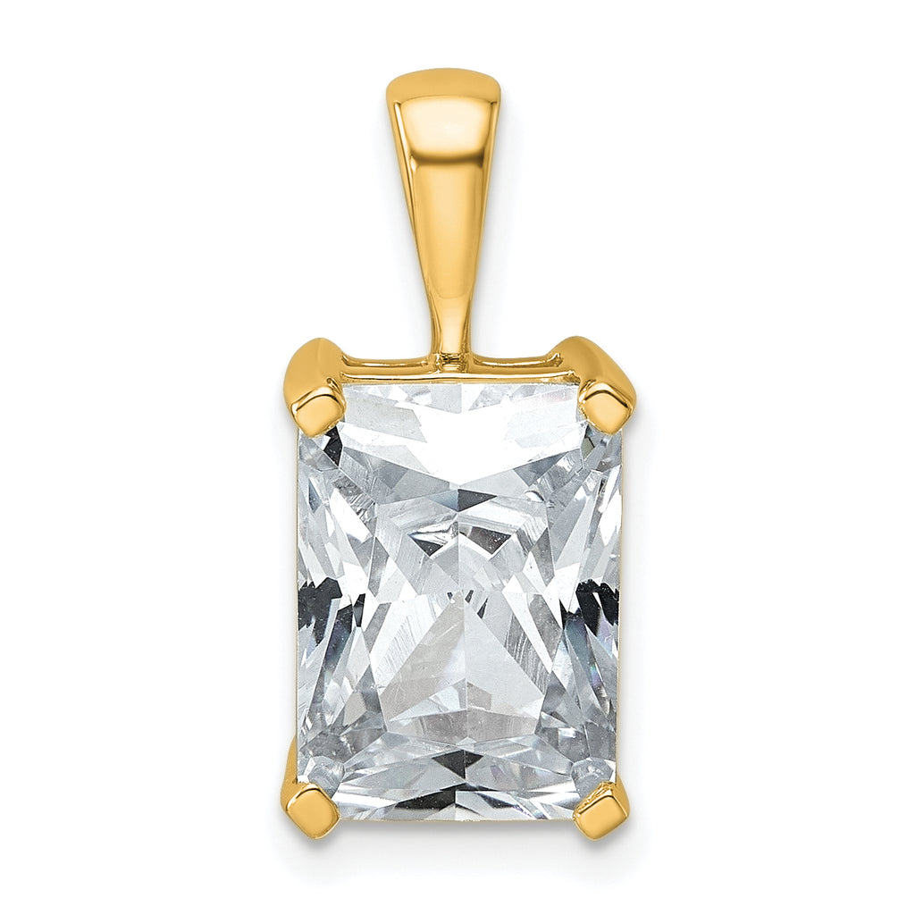 14k 5 carat Certified Lab Grown Diamond VS/SI+ G+ Radiant Complete Four Prong Pendant