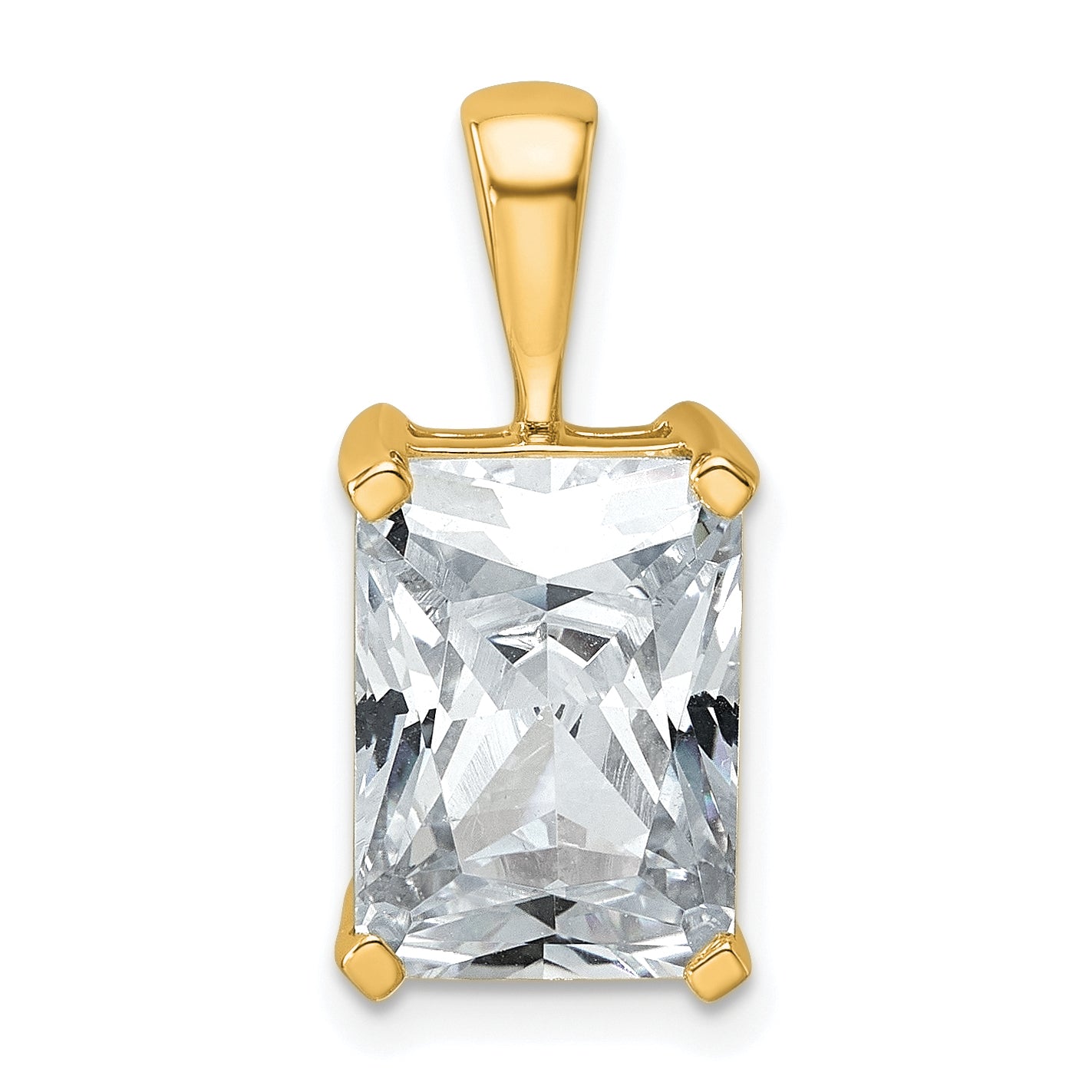 14k 5 carat Certified Lab Grown Diamond VS/SI+ G+ Radiant Complete Four Prong Pendant
