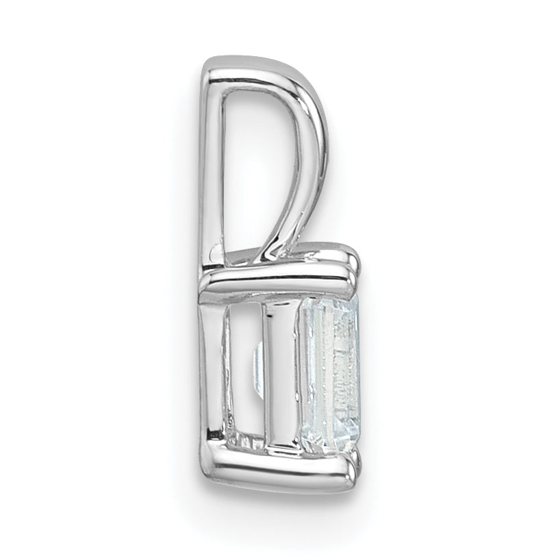 14k White Gold 1/2 carat Lab Grown Diamond VS+ F+ Emerald Complete Four Prong Pendant