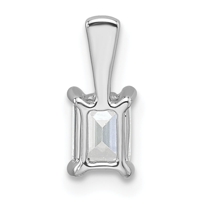 14k White Gold 1/2 carat Lab Grown Diamond VS/SI+ G+ Emerald Complete Four Prong Pendant