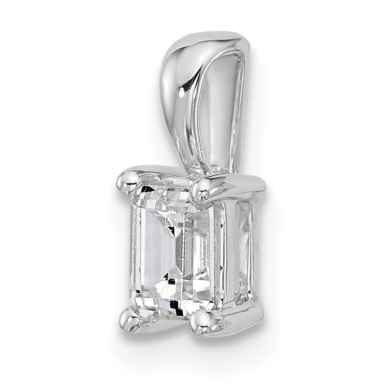 14k White Gold 1/2 carat Lab Grown Diamond VS/SI+ G+ Emerald Complete Four Prong Pendant