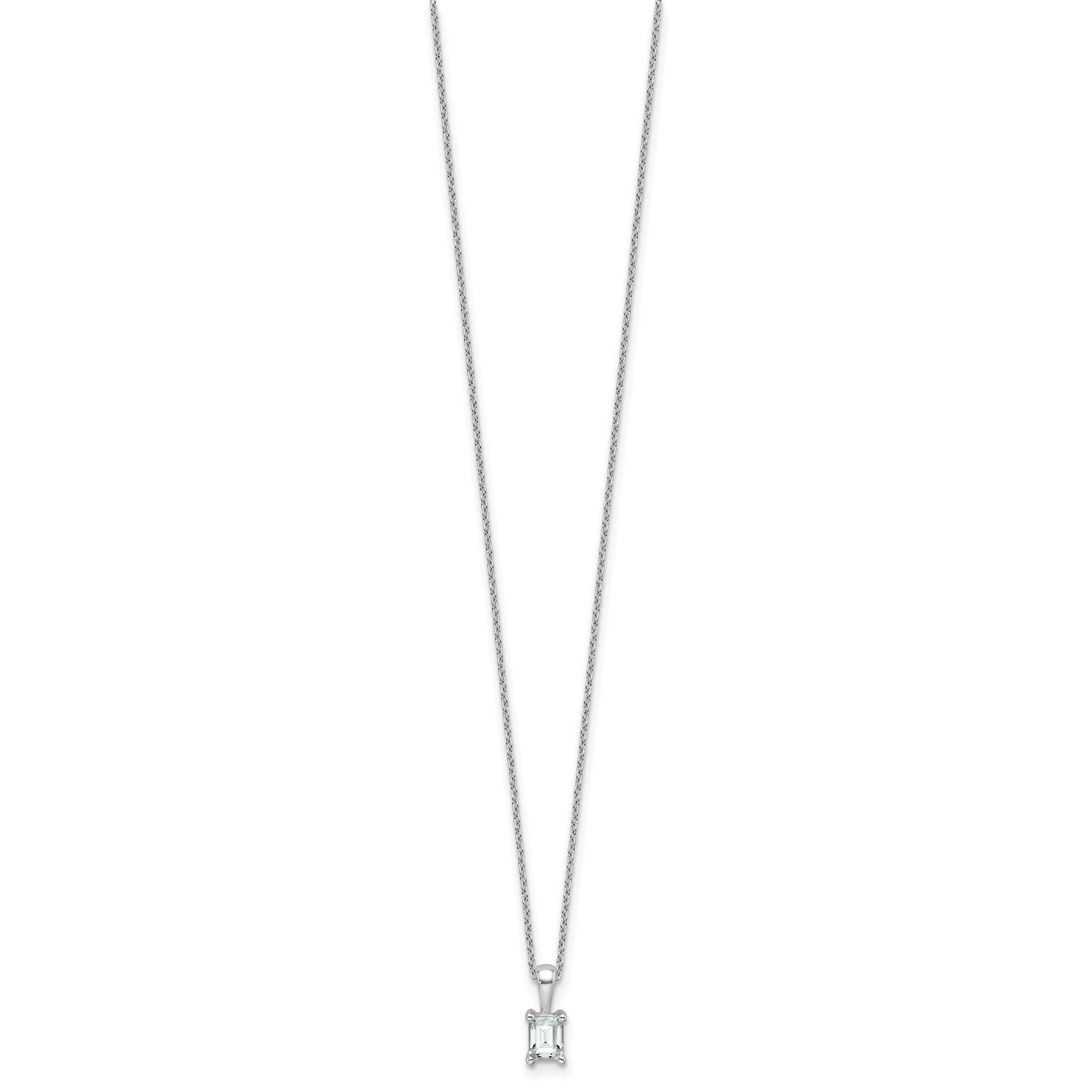 14k White Gold 1/2 carat Certified Lab Grown Diamond VS+ F+ Emerald Complete 18 inch Four Prong Pendant Necklace