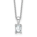 14k White Gold 1/2 carat Certified Lab Grown Diamond VS+ F+ Emerald Complete 18 inch Four Prong Pendant Necklace