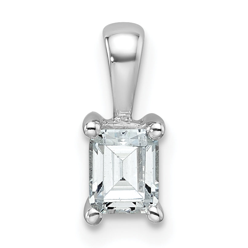 14k White Gold 1/2 carat Lab Grown Diamond VS+ F+ Emerald Complete Four Prong Pendant