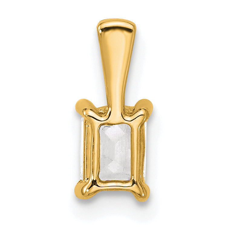 14k 1/2 carat Lab Grown Diamond VS/SI+ G+ Emerald Complete Four Prong Pendant