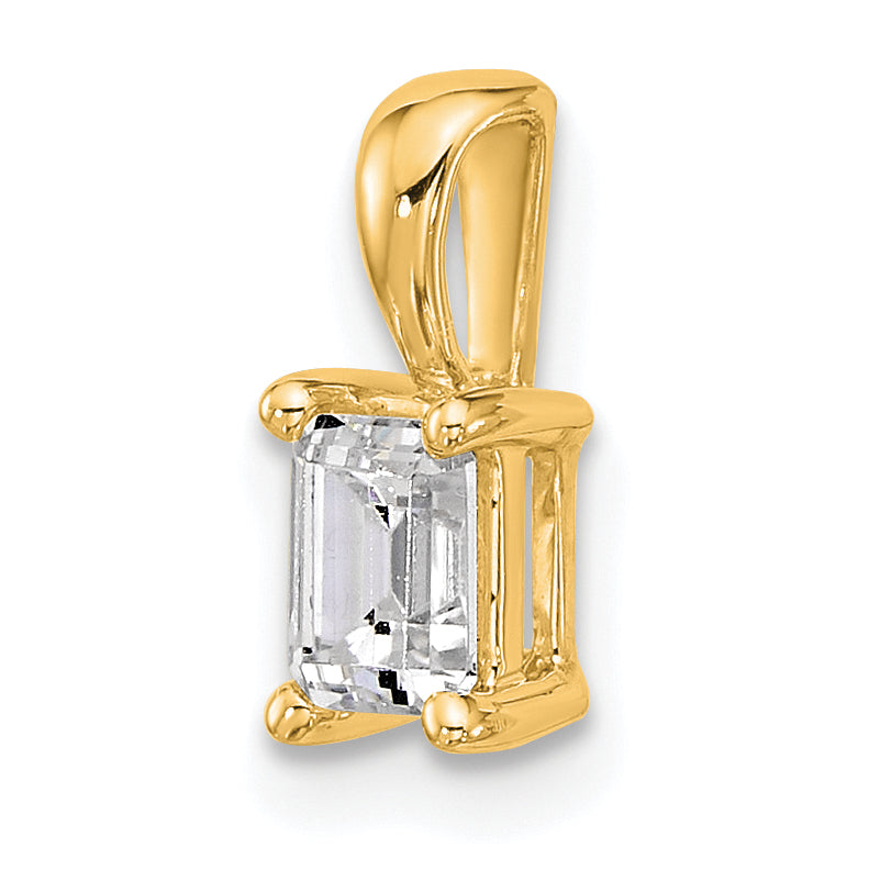 14k 1/2 carat Certified Lab Grown Diamond VS/SI+ G+ Emerald Complete Four Prong Pendant