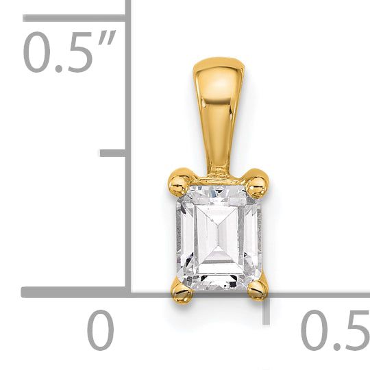 14k 1/2 carat Certified Lab Grown Diamond VS+ F+ Emerald Complete Four Prong Pendant
