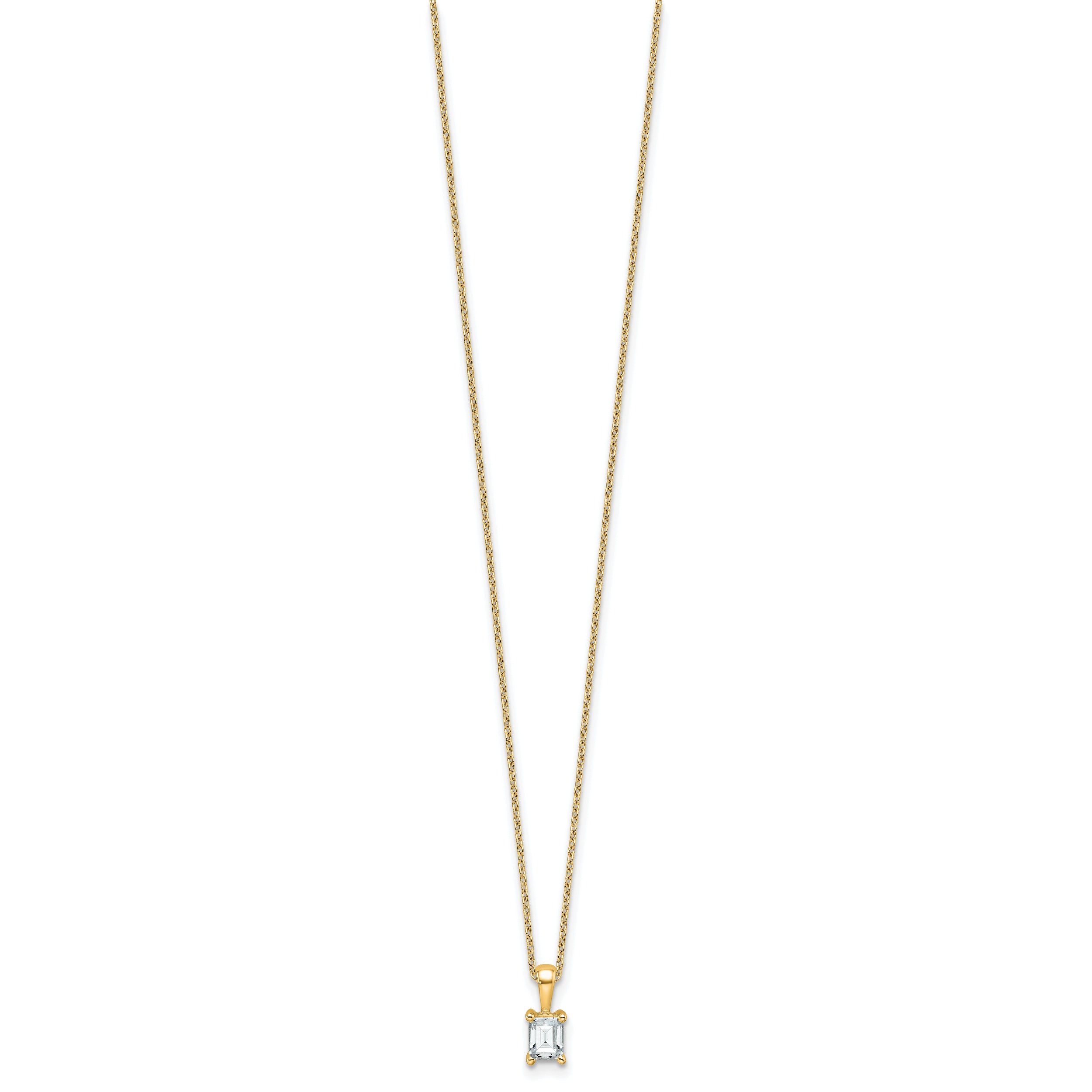 14k 1/2 carat Certified Lab Grown Diamond VS+ F+ Emerald Complete 18 inch Four Prong Pendant Necklace