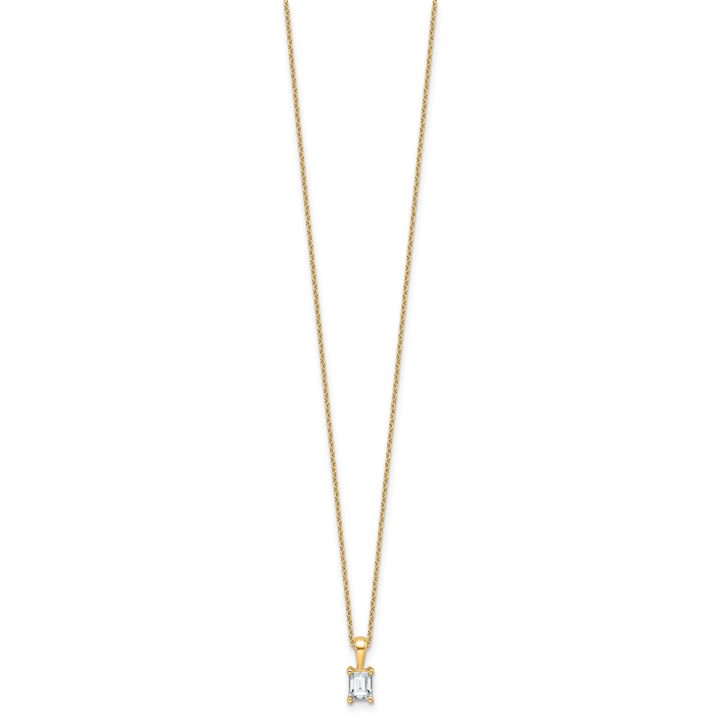 14k 1/2 carat Certified Lab Grown Diamond VS+ F+ Emerald Complete 18 inch Four Prong Pendant Necklace
