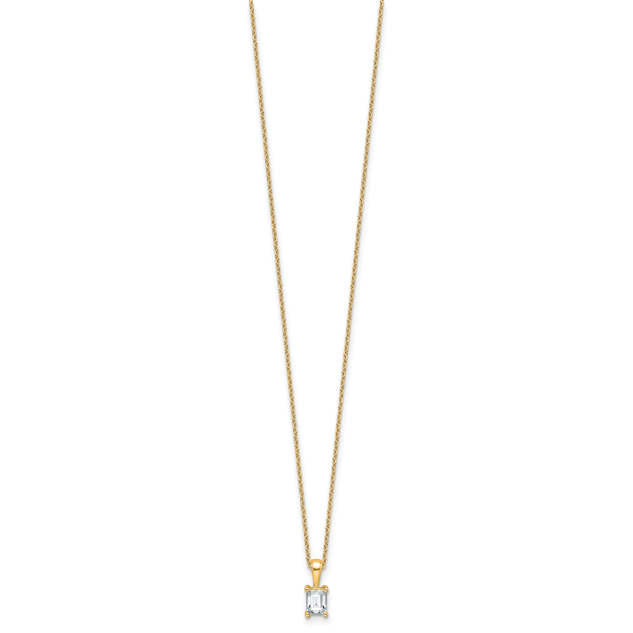 14k 1/2 carat Certified Lab Grown Diamond VS+ F+ Emerald Complete 18 inch Four Prong Pendant Necklace