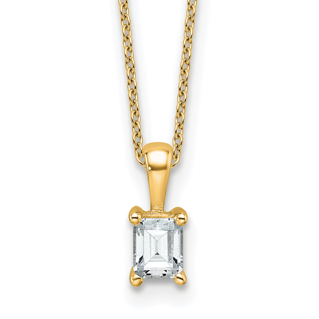 14k 1/2 carat Lab Grown Diamond VS+ F+ Emerald Complete 18 inch Four Prong Pendant Necklace