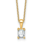 14k 1/2 carat Lab Grown Diamond VS+ F+ Emerald Complete 18 inch Four Prong Pendant Necklace