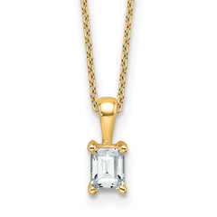 14k 1/2 carat Certified Lab Grown Diamond VS/SI+ G+ Emerald Complete 18 inch Four Prong Pendant Necklace