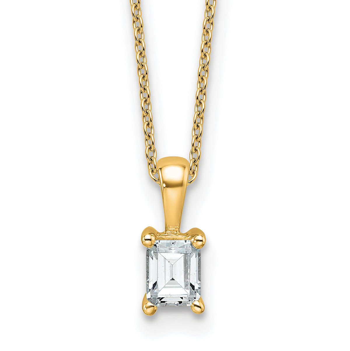 14k 1/2 carat Certified Lab Grown Diamond VS+ F+ Emerald Complete 18 inch Four Prong Pendant Necklace