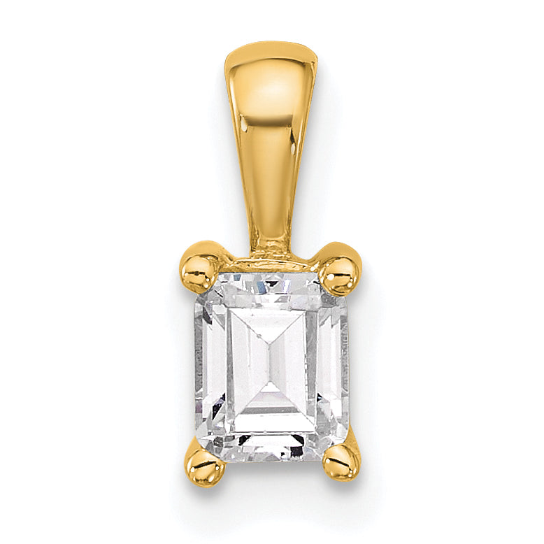 14k 1/2 carat Certified Lab Grown Diamond VS/SI+ G+ Emerald Complete Four Prong Pendant