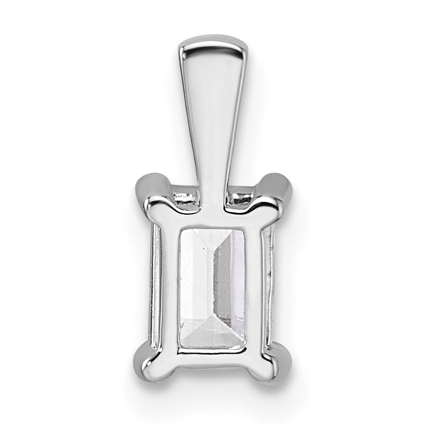 14k White Gold 3/4 carat Certified Lab Grown Diamond VS+ F+ Emerald Complete Four Prong Pendant